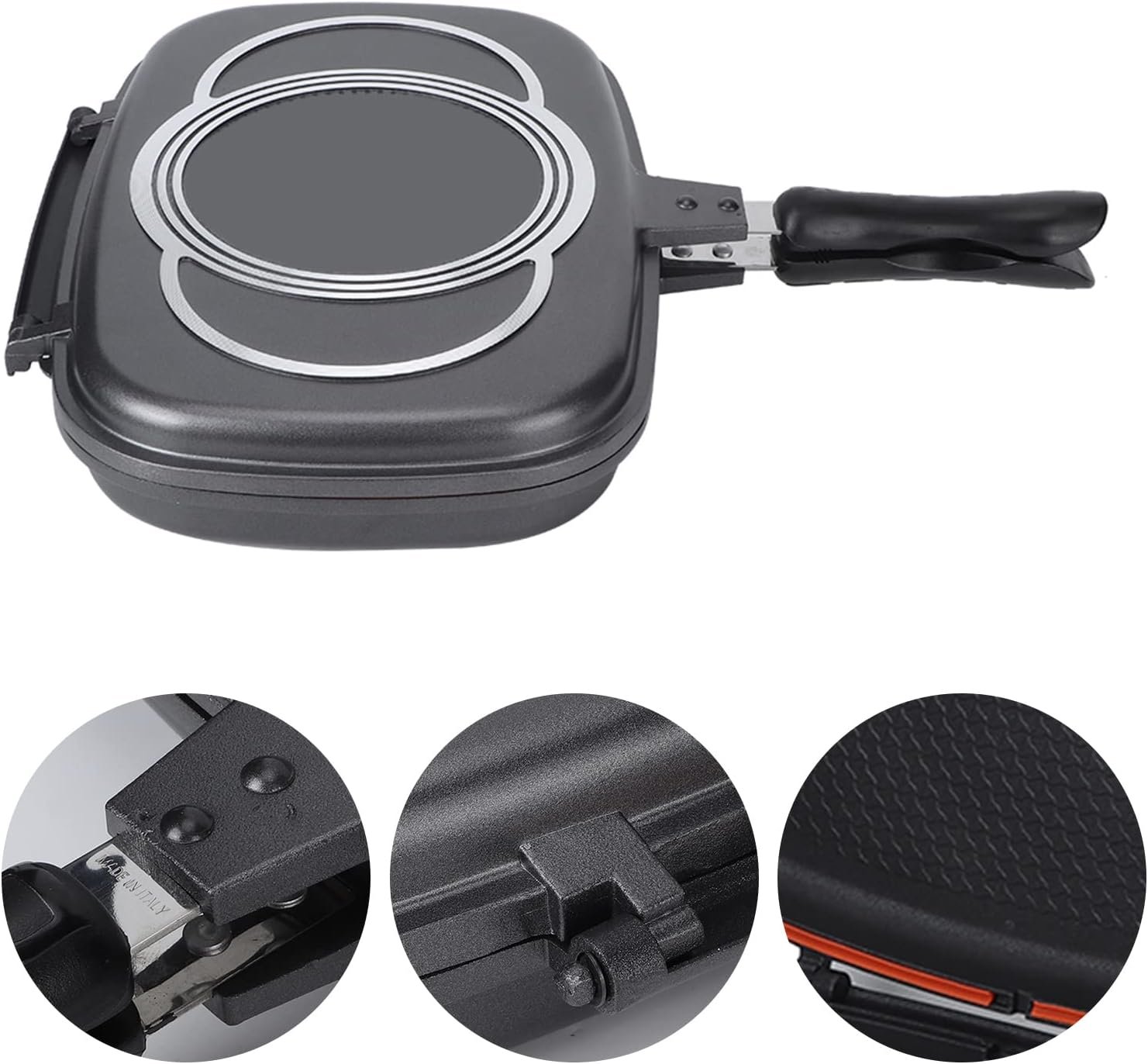 🔥Sartén Doble Parrilla Antiadherente 36 cm Cocina Fácil y Rápido